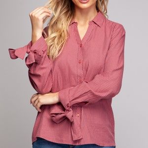 STRIPED CUFFED SHIRT [BKSB006321]
